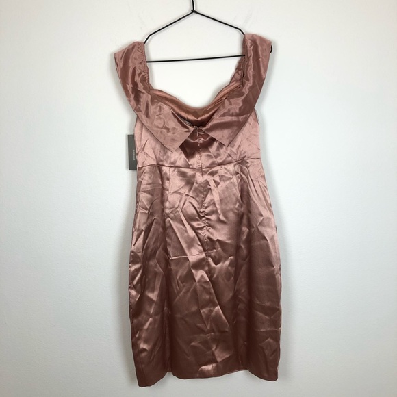 Lulu’s Pink Satin Off the Shoulder Cocktail Dress - Picture 8 of 8